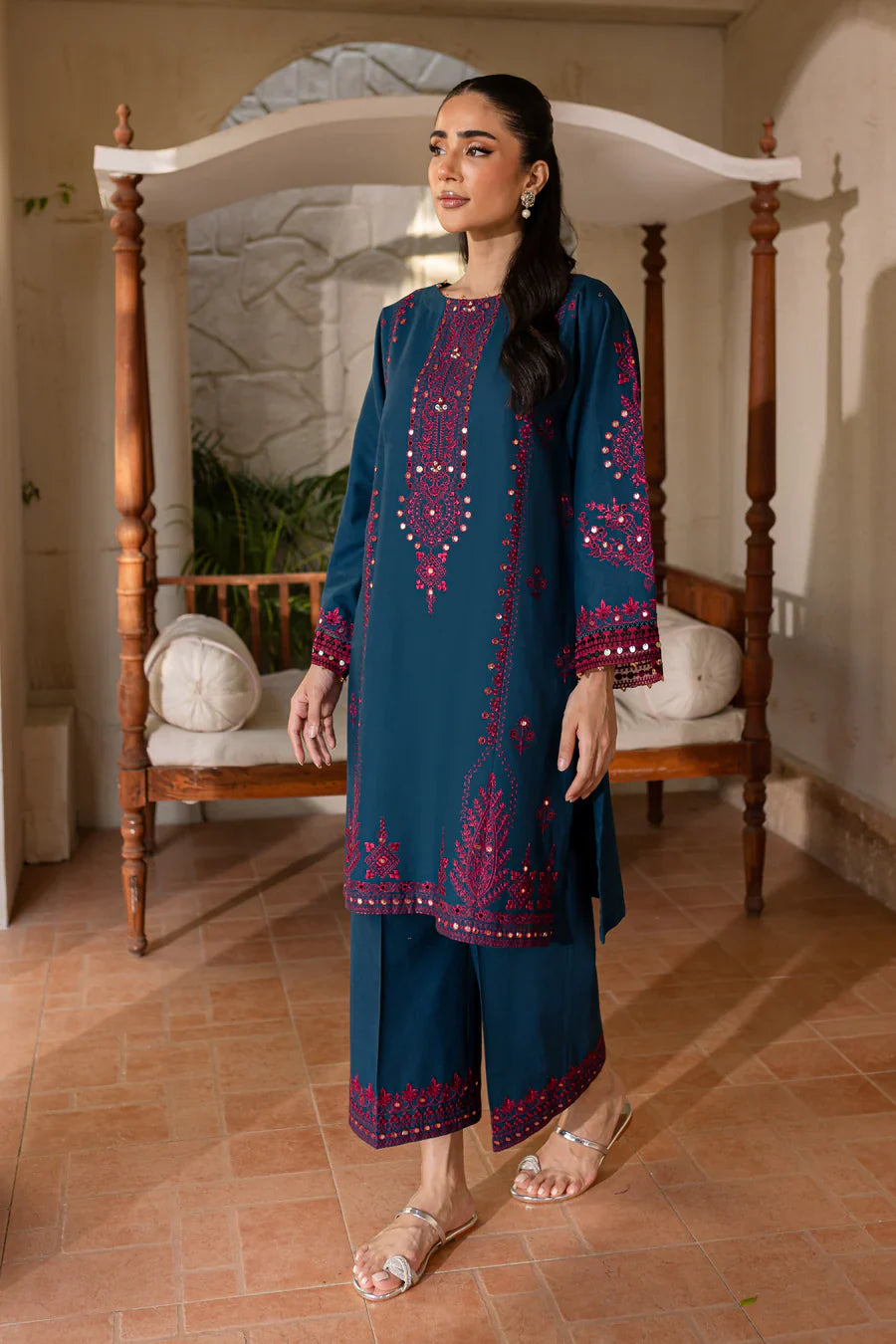 BATIK-2PC SEQUIN EMBROIDERED SHIRT WITH SEQUIN EMBROIDERED TROUSER-TBF-1808