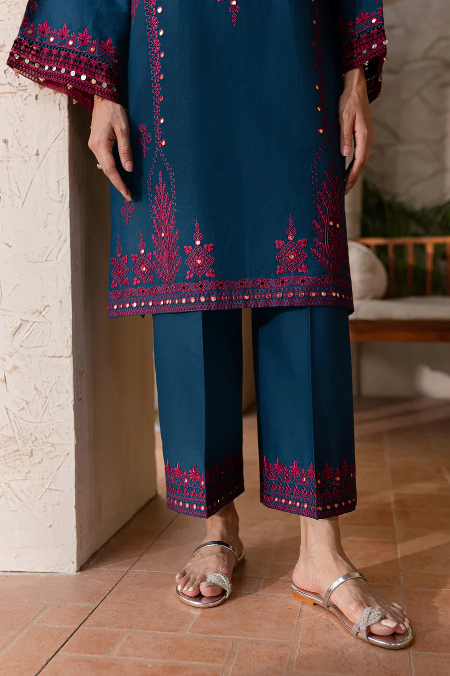 BATIK-2PC SEQUIN EMBROIDERED SHIRT WITH SEQUIN EMBROIDERED TROUSER-TBF-1808