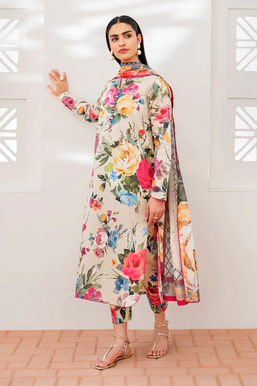 Charizma-3pc Kranadi Print Shirt With Karandi Print Shawl And Trouser-TBF-1730