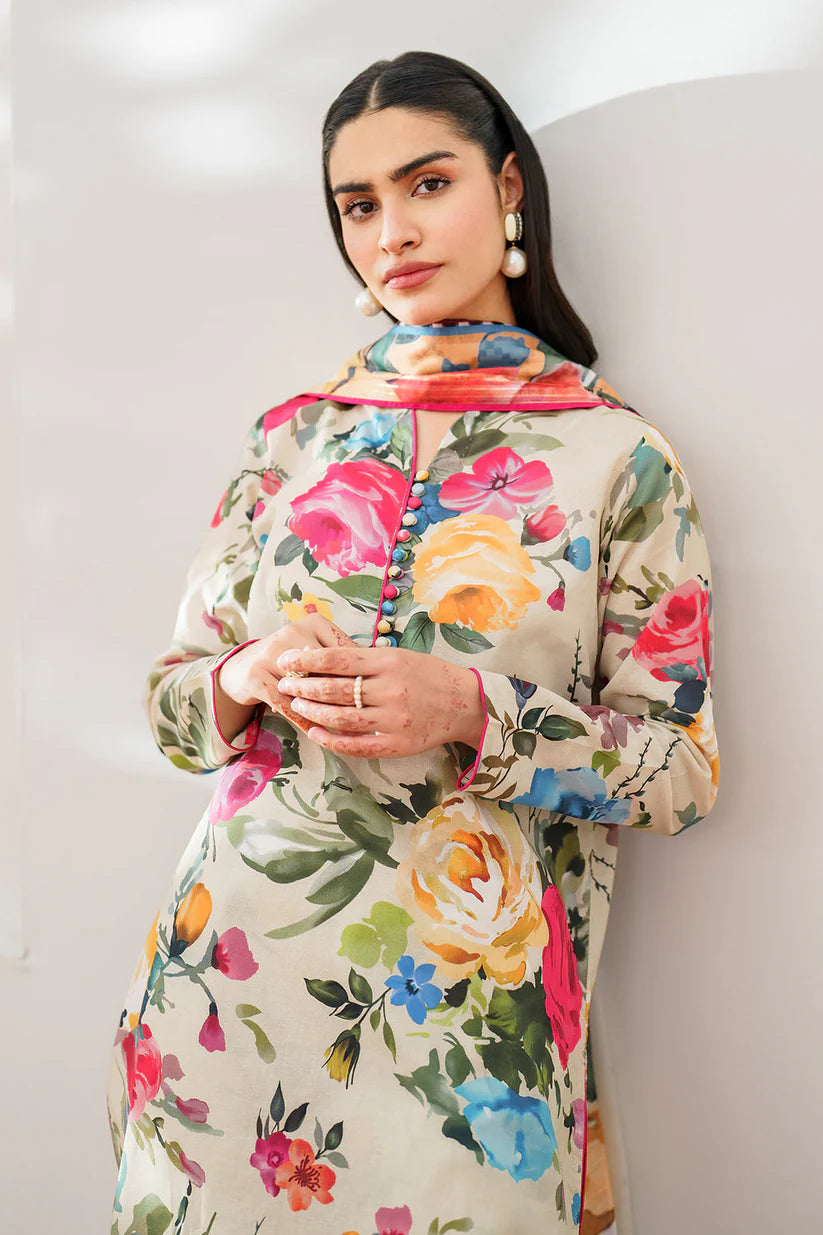 Charizma-3pc Kranadi Print Shirt With Karandi Print Shawl And Trouser-TBF-1730