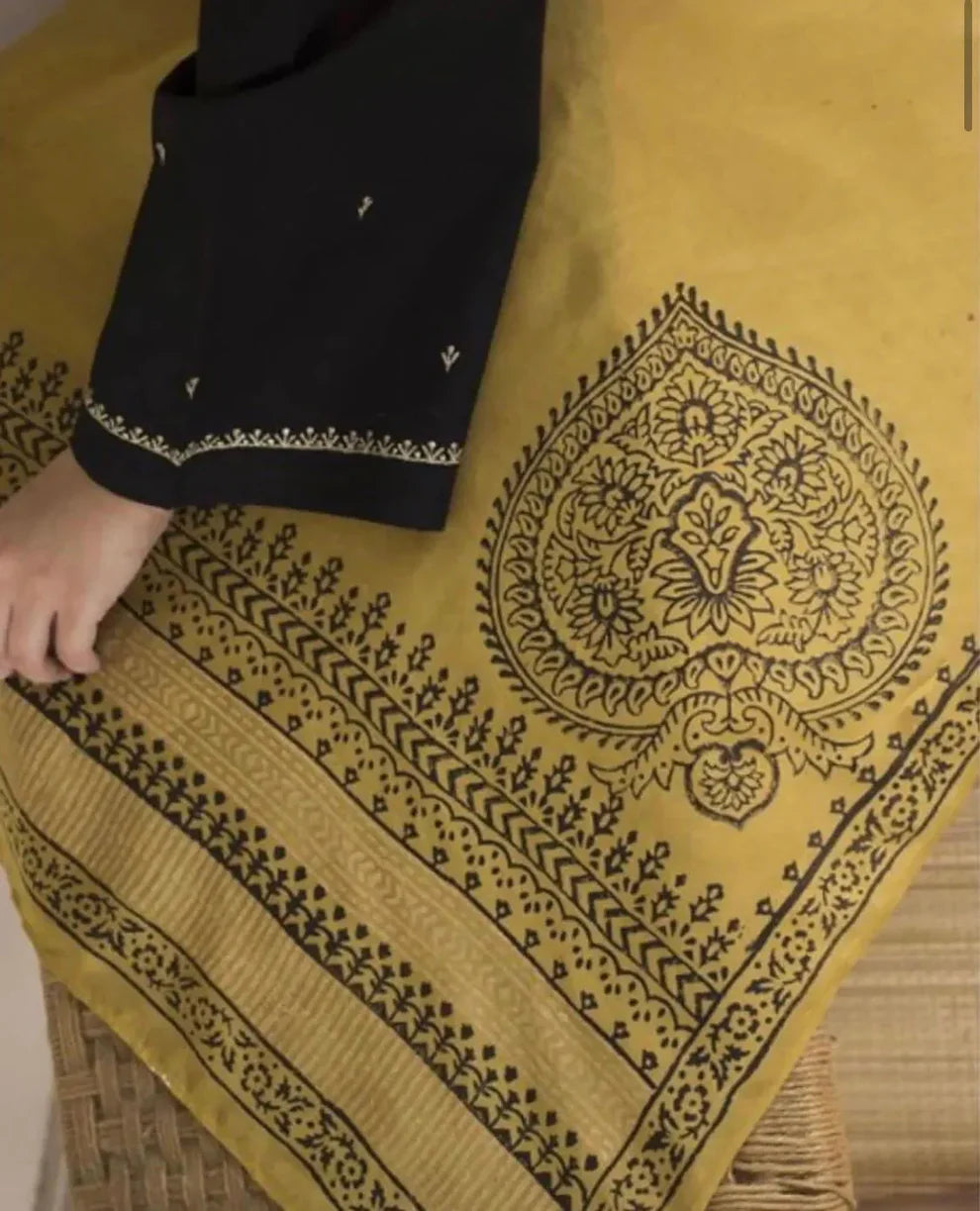 AISLING -3PC DHANAK EMBROIDERED WITH DHANAK PRINT SHAWL-1536