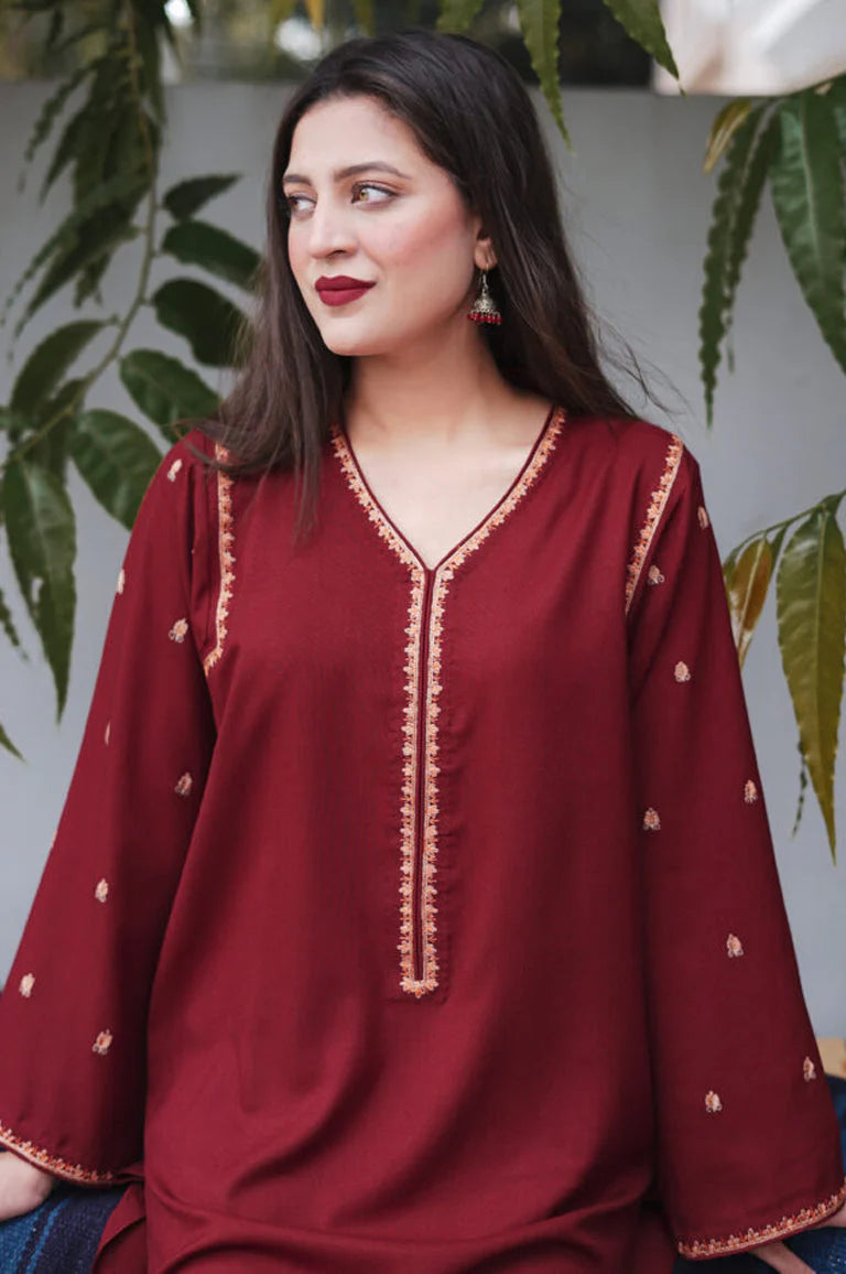 ASLING- 3PC DHANAK EMBROIDERED SHIRT DHANAK EMBROIDERED DUPATTA AND TROUSER-TANA-1583