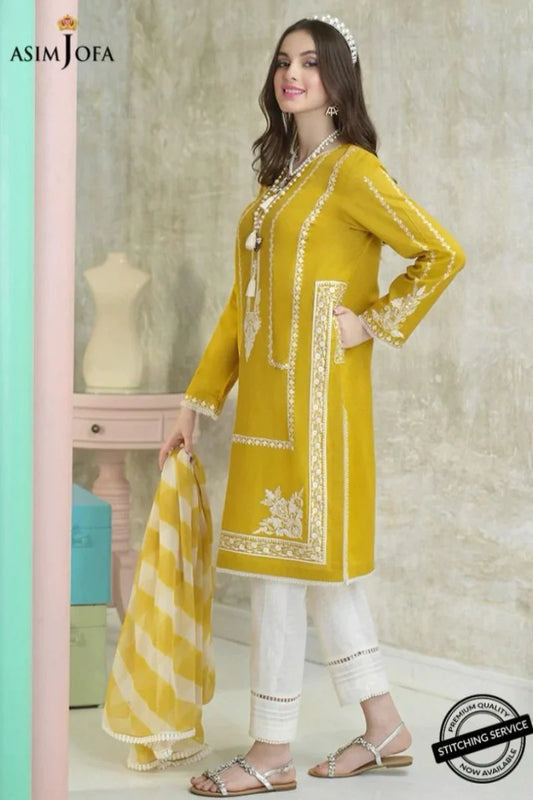 ASIM JOFA- 3PC LAWN EMBROIDERED WITH ORGANZA PRINT DUPATTA- TANA-5219