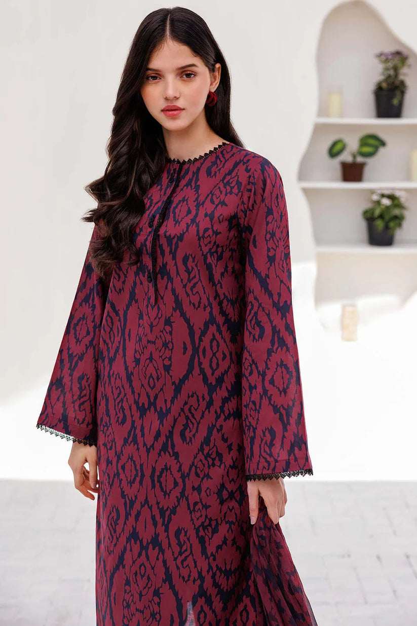 Cross Stitch-3pc Kranadi Print Shirt With Karandi Print Shawl And Trouser- TBF-1733