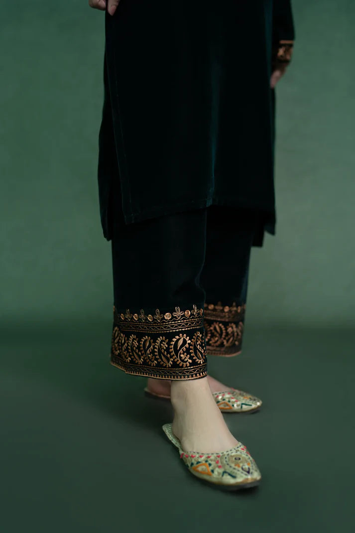 URGE - 2PC Velvet Heavy Embroidered Shirt With Velvet Heavy Embroidered Trouser-TBF-1912