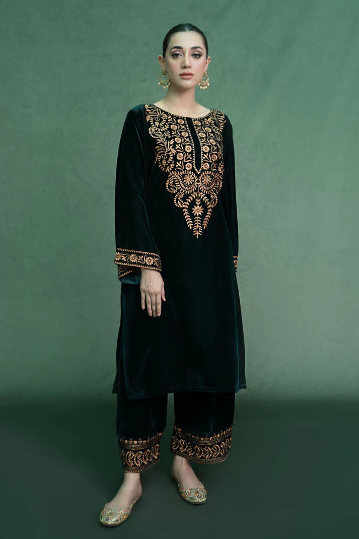 URGE - 2PC Velvet Heavy Embroidered Shirt With Velvet Heavy Embroidered Trouser-TBF-1912