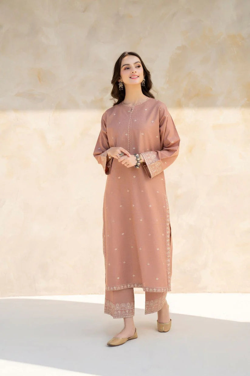 JAZMIN-2PC DHANAK EMBROIDRED SHIRT WITH AND EMBROIDRED TROUSER-TANA-1747