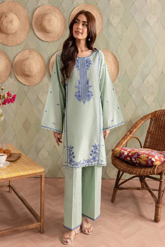 JAMIZ-2PC DHANAK EMBROIDRED SHIRT WITH AND TROUSER-TANA-1670