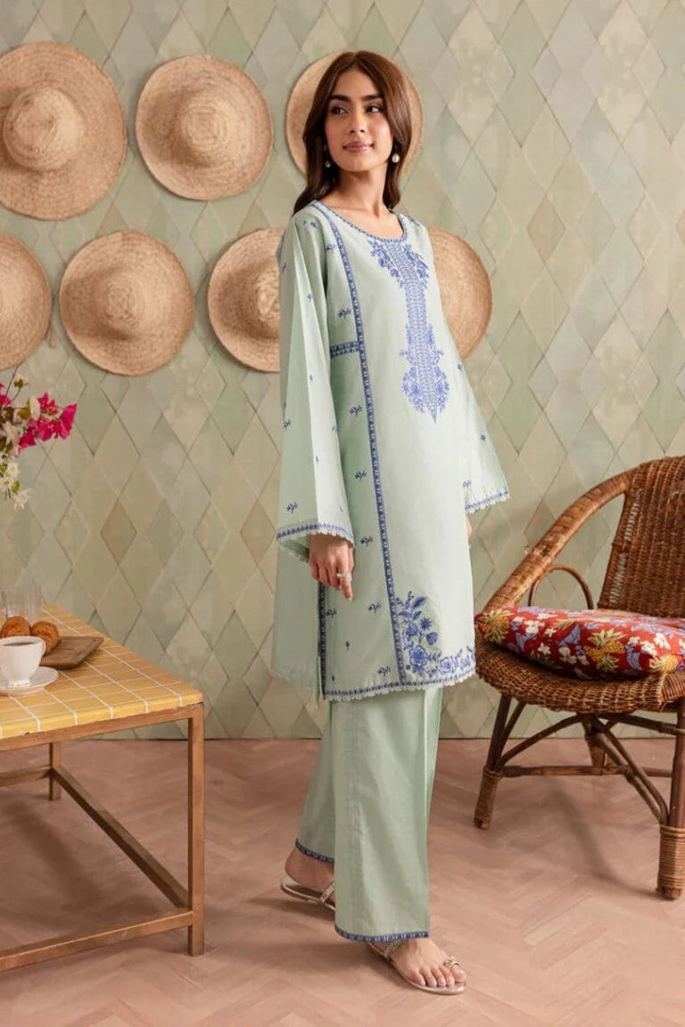 JAMIZ-2PC DHANAK EMBROIDRED SHIRT WITH AND TROUSER-TANA-1670