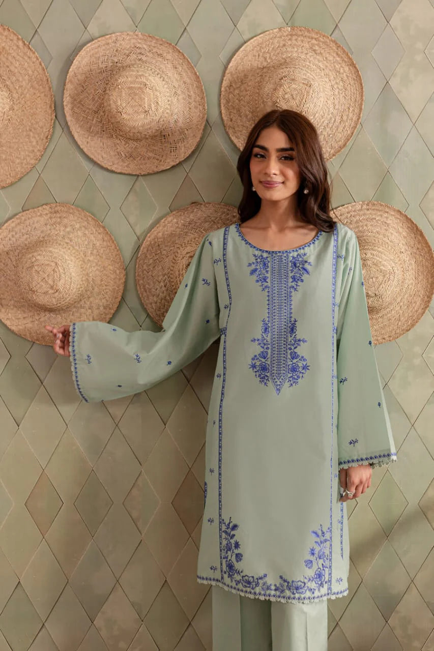 JAMIZ-2PC DHANAK EMBROIDRED SHIRT WITH AND TROUSER-TANA-1670