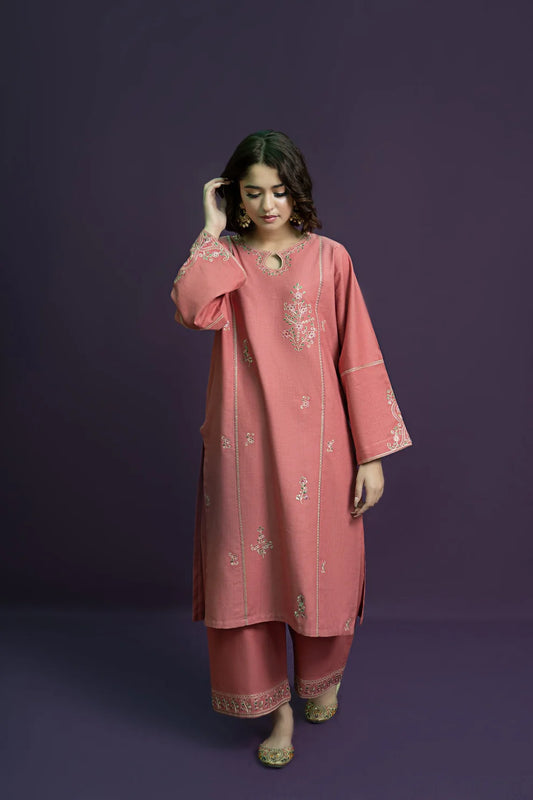 URGE-2PC KHADAR EMBROIDRED SHIRT WITH AND EMBROIDRED TROUSER-TANA-1746