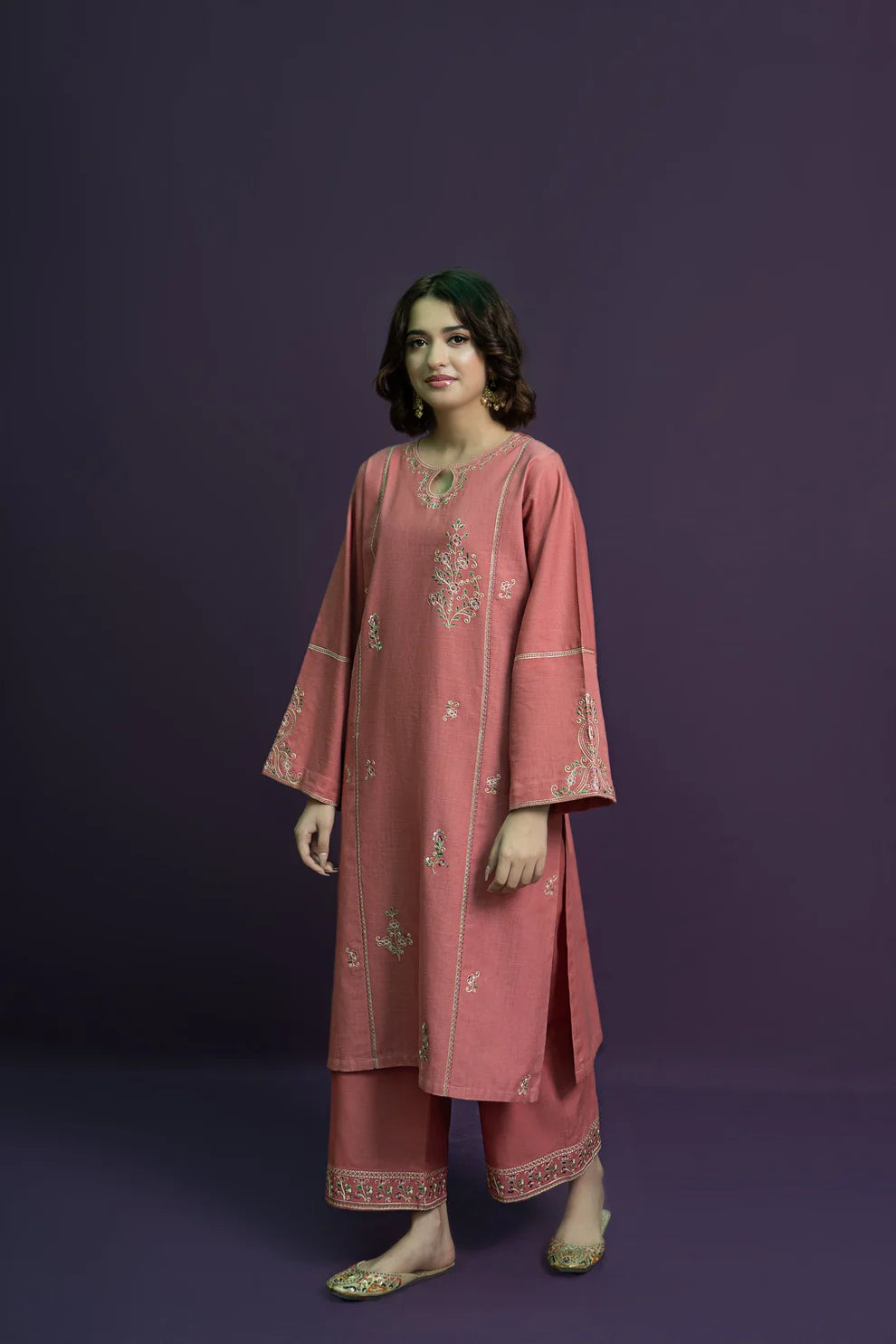 URGE-2PC KHADAR EMBROIDRED SHIRT WITH AND EMBROIDRED TROUSER-TANA-1746