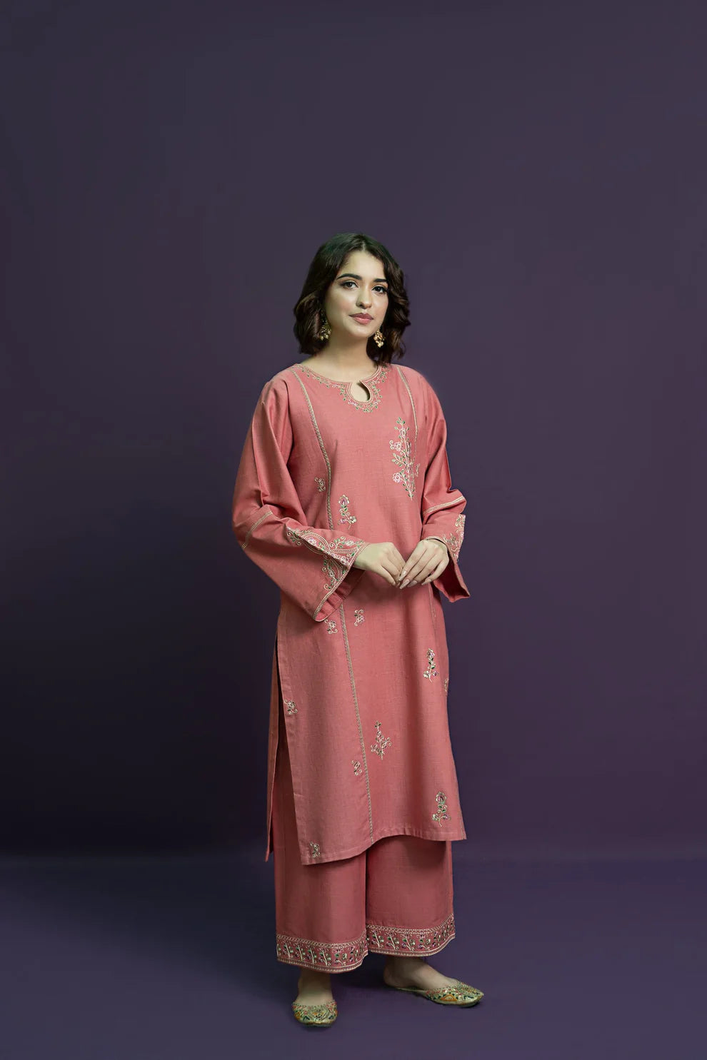 URGE-2PC KHADAR EMBROIDRED SHIRT WITH AND EMBROIDRED TROUSER-TANA-1746