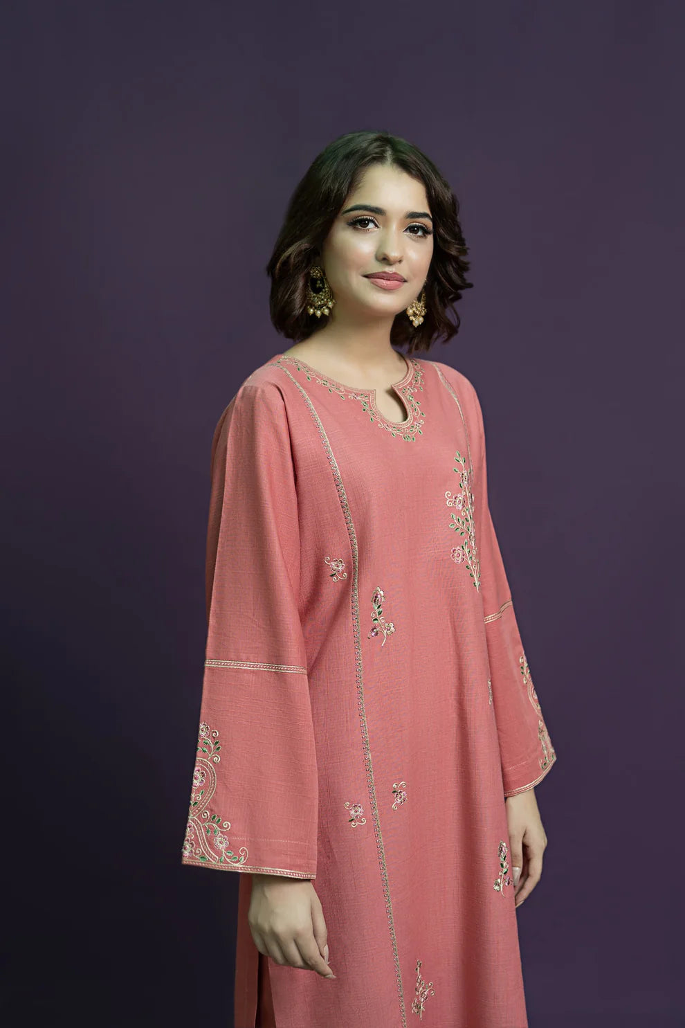 URGE-2PC KHADAR EMBROIDRED SHIRT WITH AND EMBROIDRED TROUSER-TANA-1746