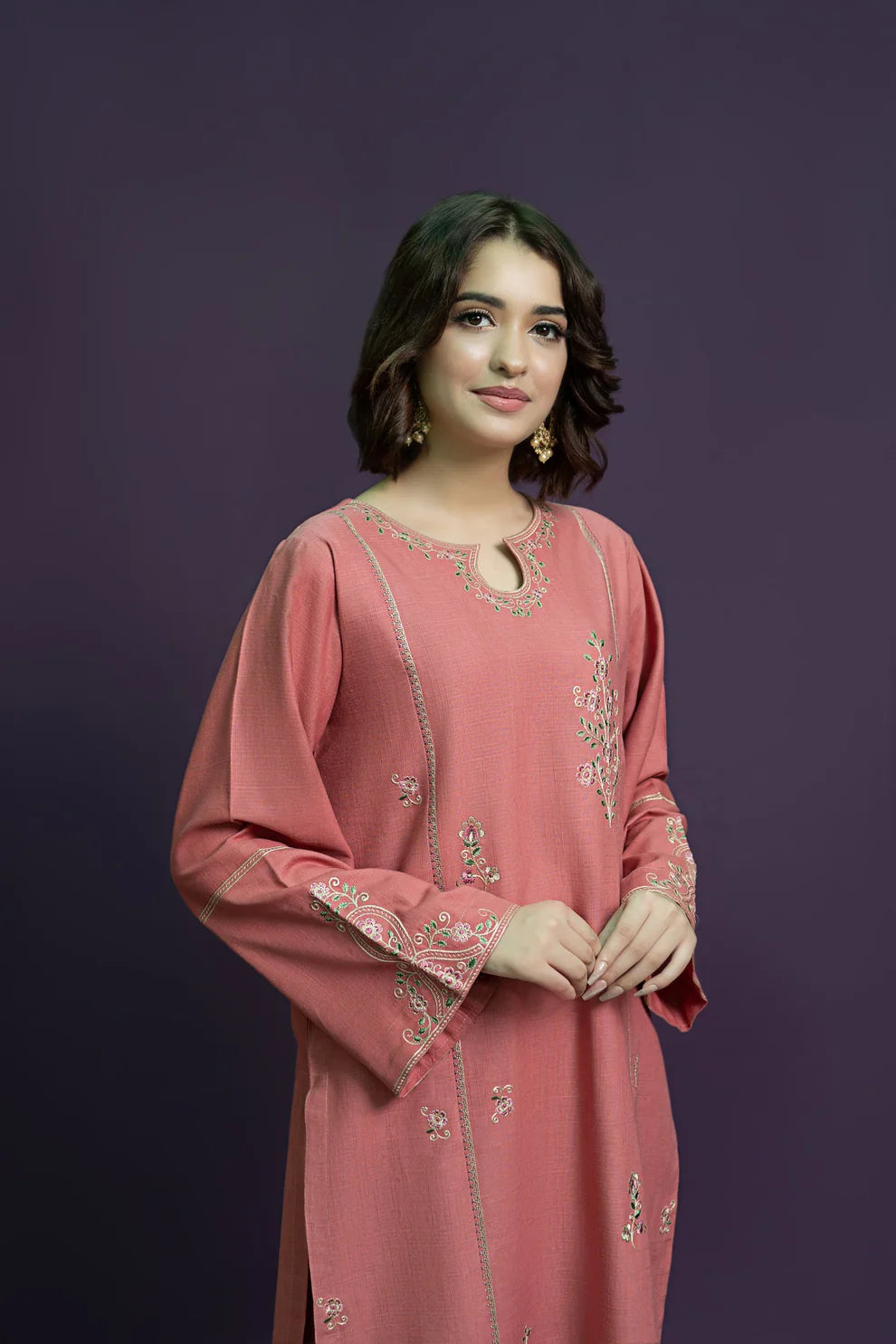 URGE-2PC KHADAR EMBROIDRED SHIRT WITH AND EMBROIDRED TROUSER-TANA-1746