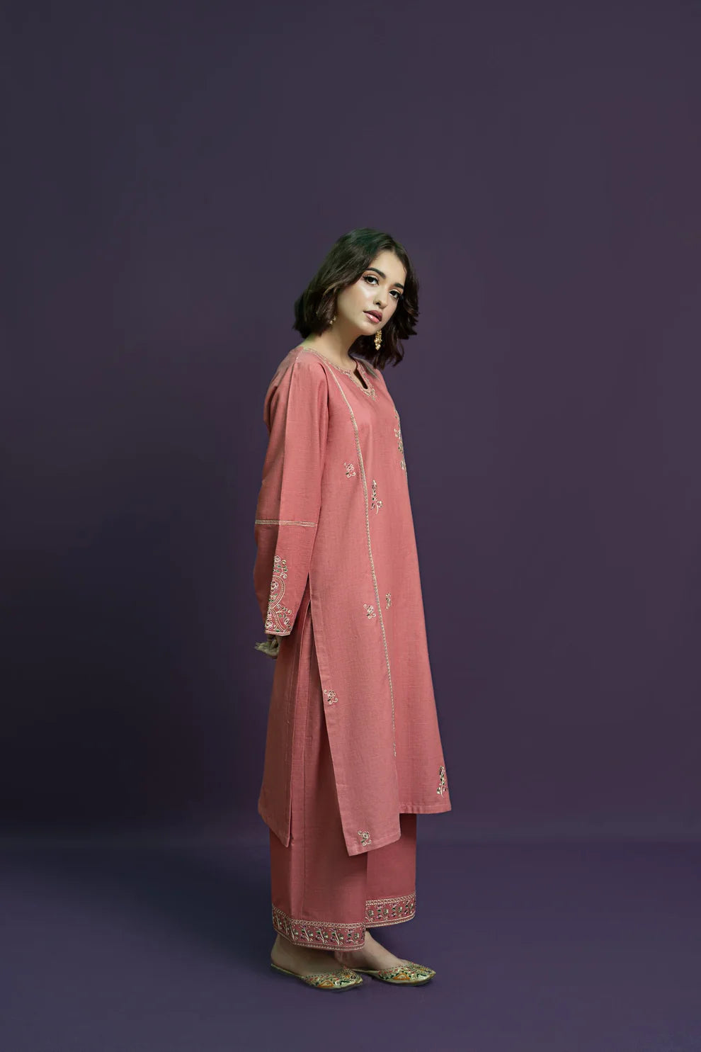 URGE-2PC KHADAR EMBROIDRED SHIRT WITH AND EMBROIDRED TROUSER-TANA-1746