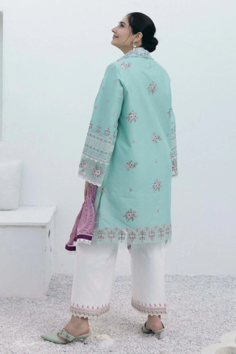 ZAHRA SHAHJAHAN- 3PC LAWN EMBROIDERED SHIRT WITH DIAMOND PRINT DUPATTA-TANA-5250