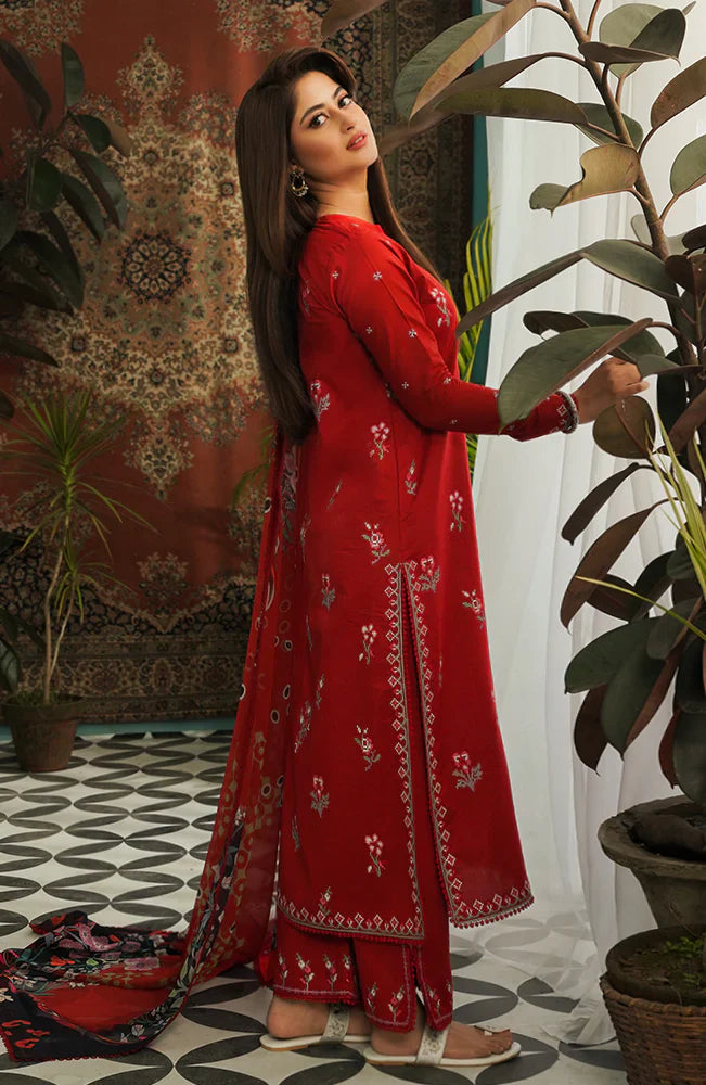 AFSANEH- 3PC LAWN EMBROIDERED SHIRT WITH DIAMOND PRINT DUPATTA-TANA-2004