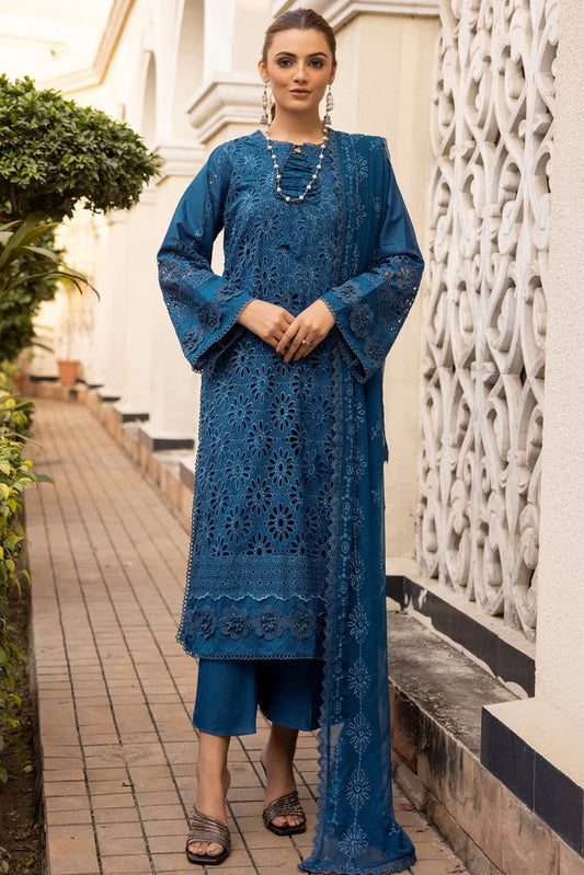 VSAL-3PC CHIKENKARI LAWN EMBROIDERED WITH BAMBER CHIFFON EMBROIDERED DUPATTA-TANA-5217