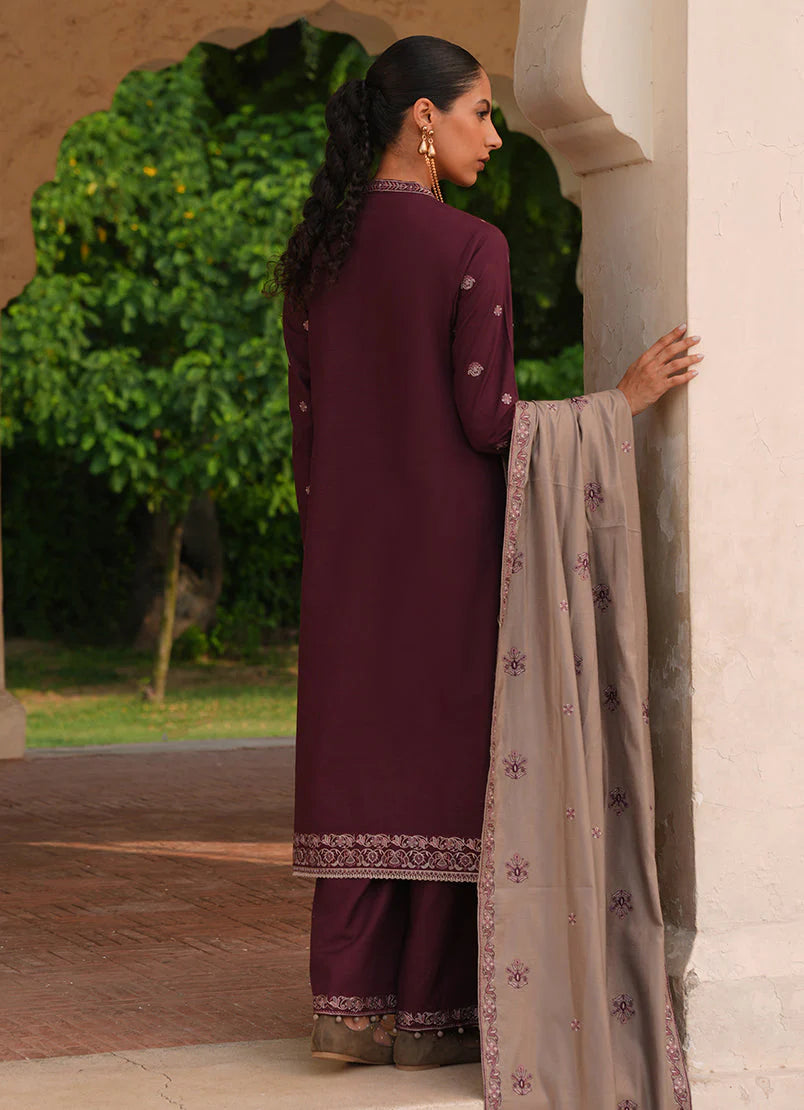 IMAGE-3PC DHANAK EMBROIDERED SHIRT DHANAK EMBROIDERED SHAWL AND TROUSER-1741