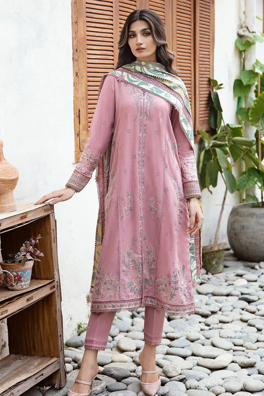 JAZMIN - 3PC LAWN EMBROIDERED SHIRT WITH DIAMOND PRINTED DUPATTA AND TROUSER- TANA-5237